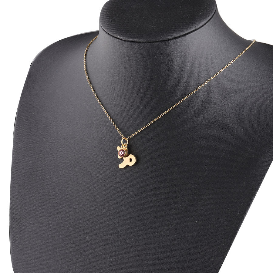 Golden Zodiac Necklace Lucky Birthstone Stainless Steel Jewelry