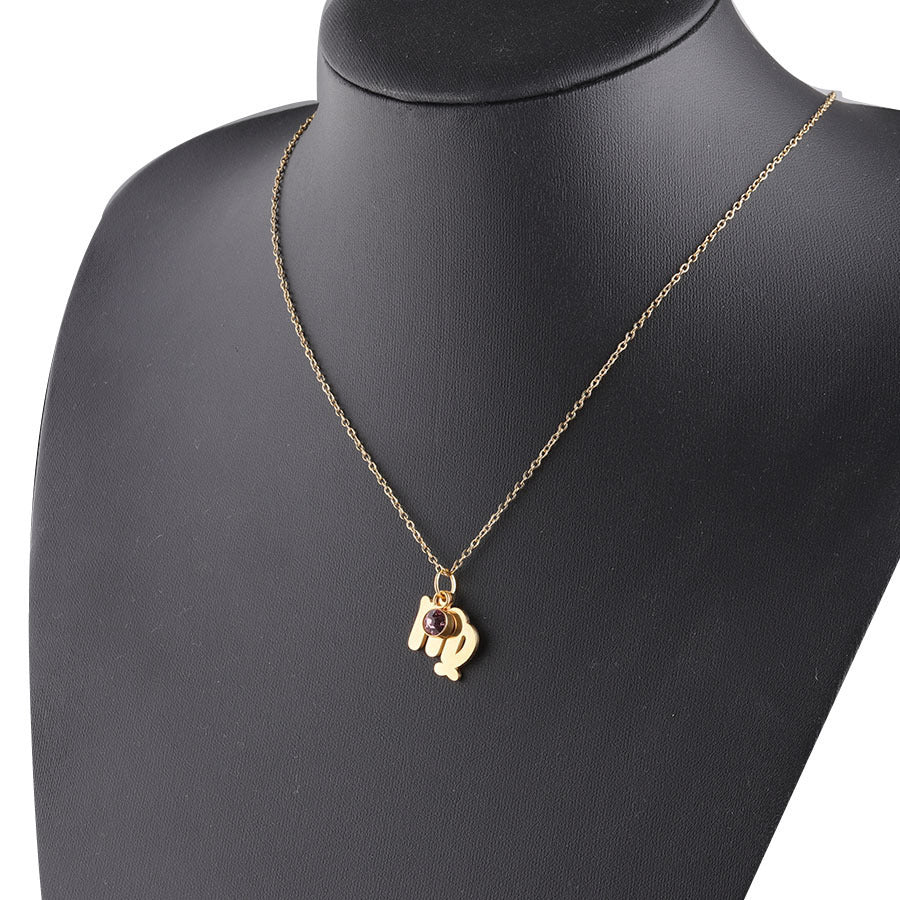 Golden Zodiac Necklace Lucky Birthstone Stainless Steel Jewelry