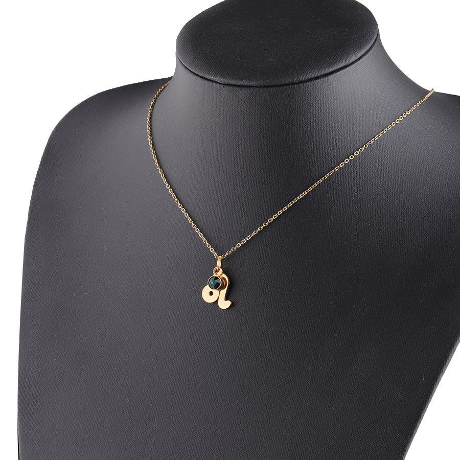 Golden Zodiac Necklace Lucky Birthstone Stainless Steel Jewelry