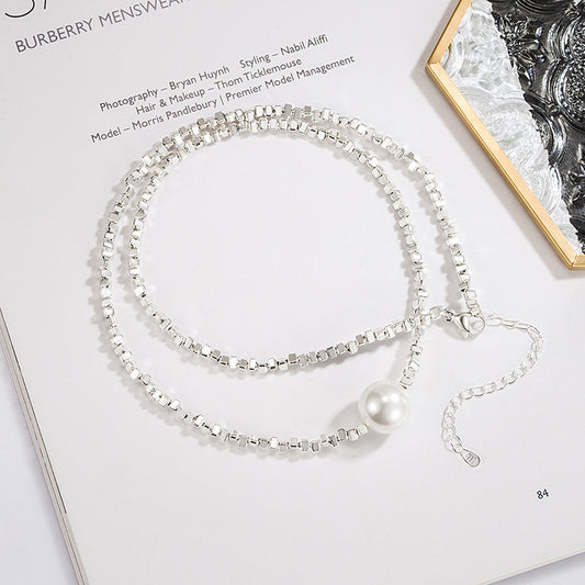 Small Pieces Of Silver Pearl Necklace Light Luxury And Simplicity