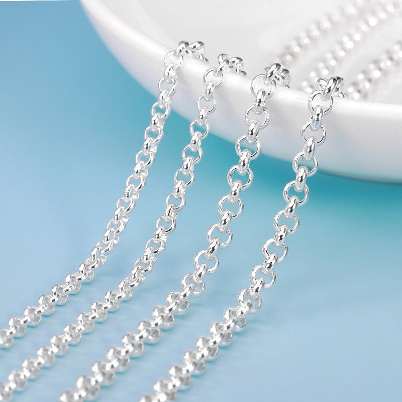 O-shaped Chain Sterling Silver Necklace Pearl Chain