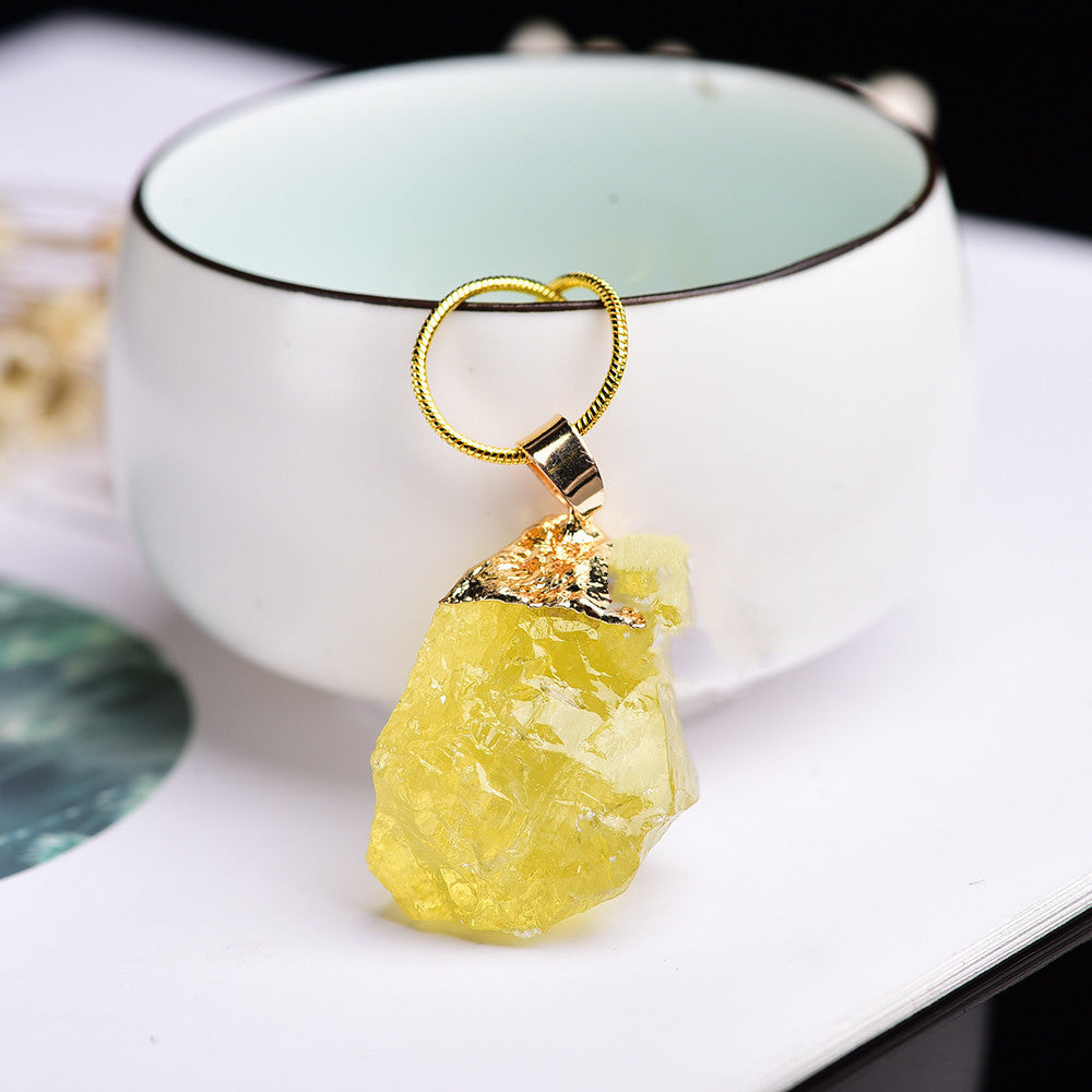 Natural Crystal Pendant Necklace With Gemstones