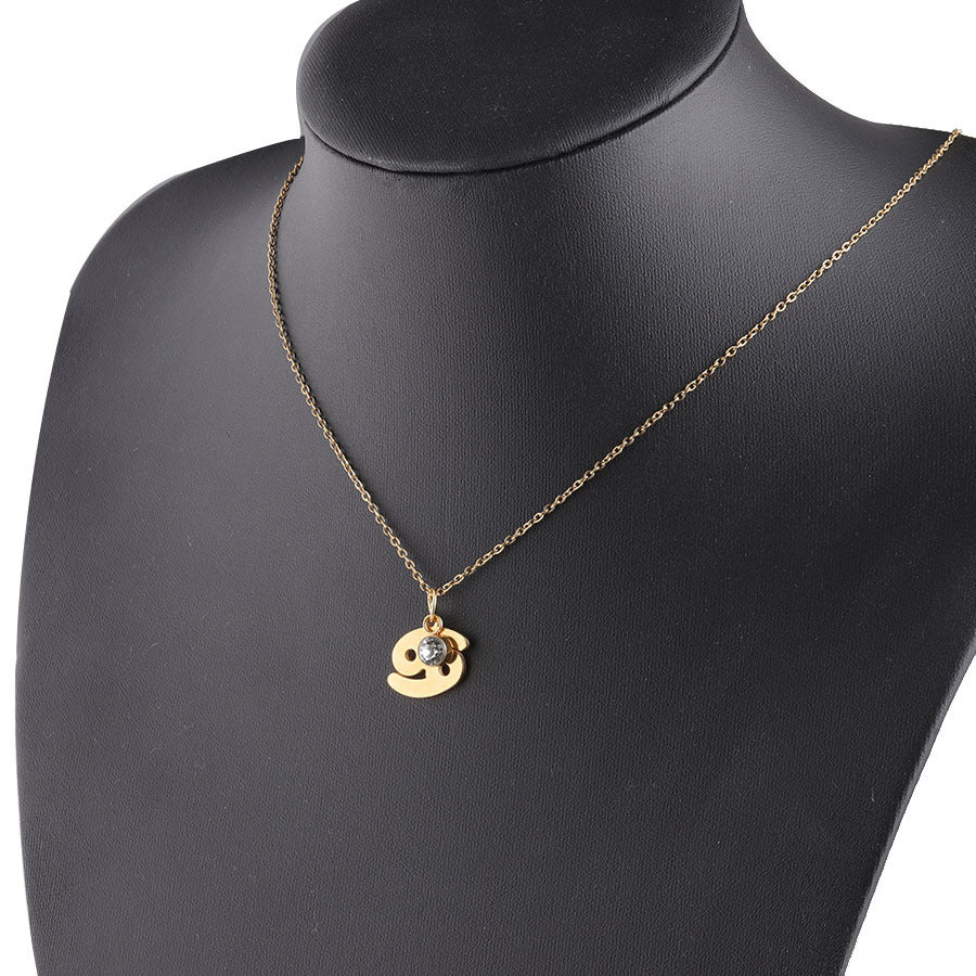 Golden Zodiac Necklace Lucky Birthstone Stainless Steel Jewelry