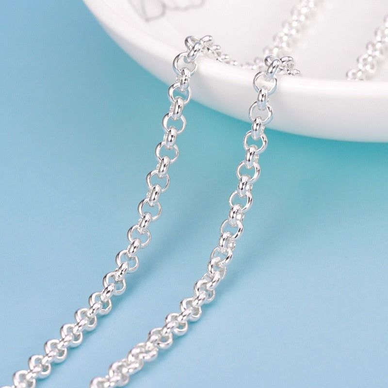 O-shaped Chain Sterling Silver Necklace Pearl Chain