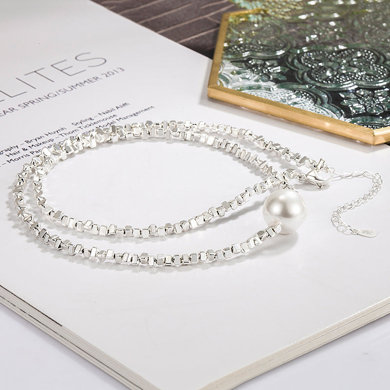 Small Pieces Of Silver Pearl Necklace Light Luxury And Simplicity