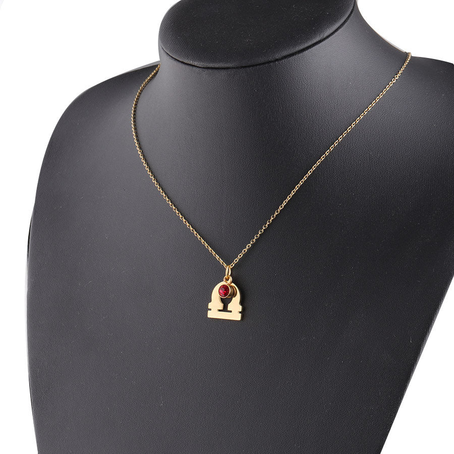 Golden Zodiac Necklace Lucky Birthstone Stainless Steel Jewelry