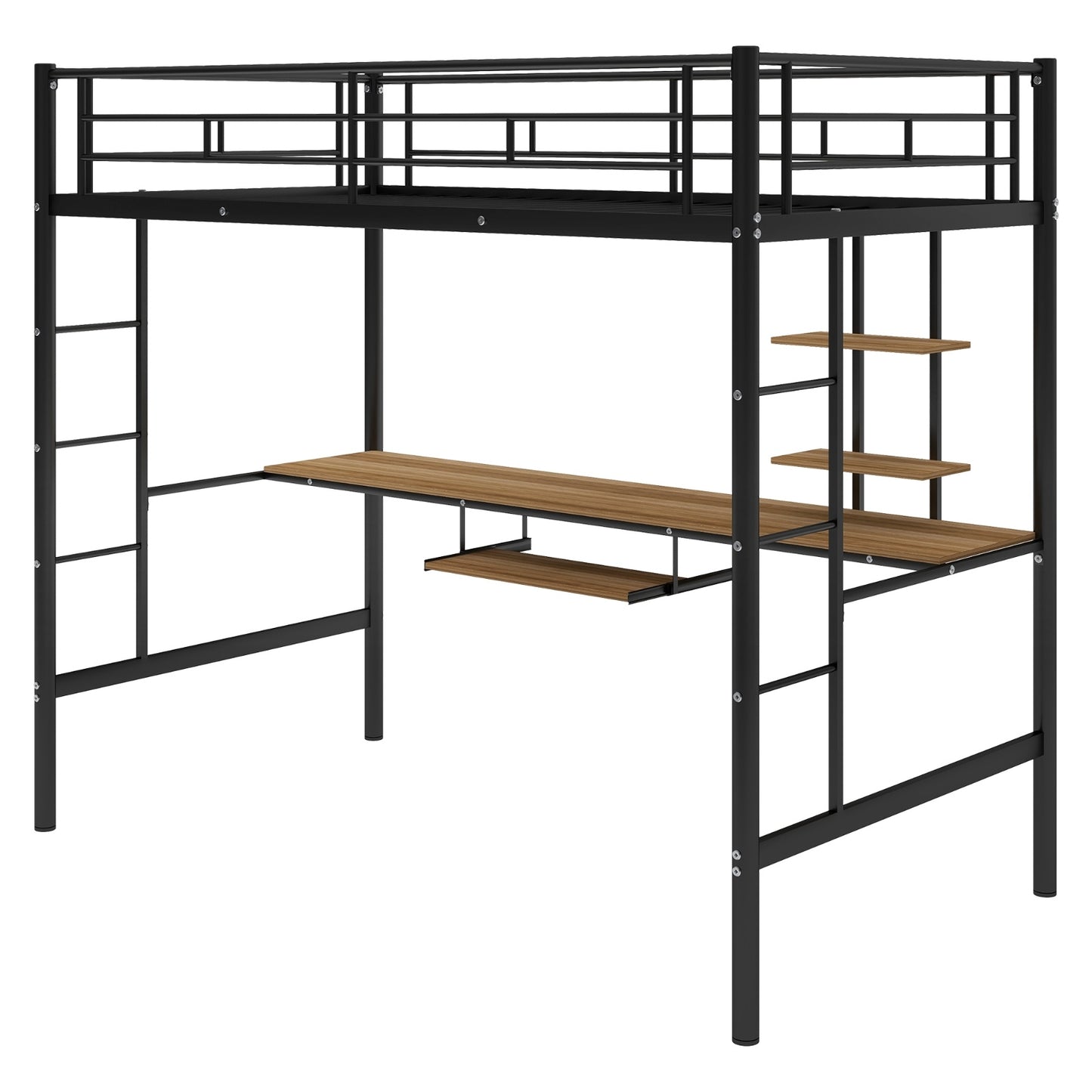 Loft Bed With Desk And Shelf , Space Saving Design,Twin