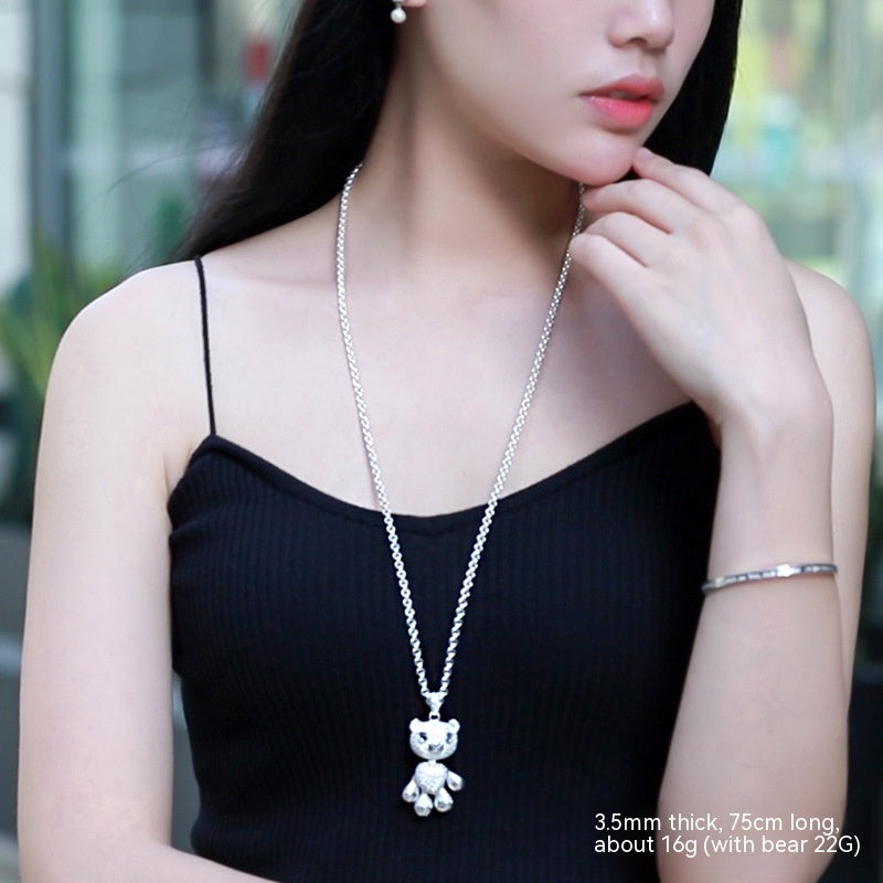 O-shaped Chain Sterling Silver Necklace Pearl Chain